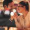 Romantic couple dating at night in pub